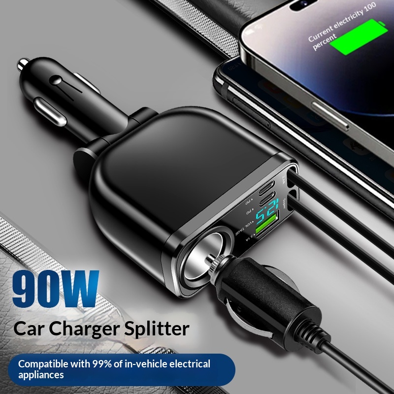 Adattatore multifunzione per caricabatterie da auto con presa accendisigari per ricarica super rapida del telefono cellulare._voghion.com