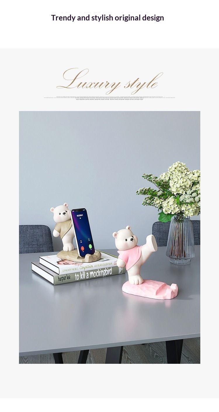 Support de téléphone ours mignon décoration de bureau et maison_voghion.com