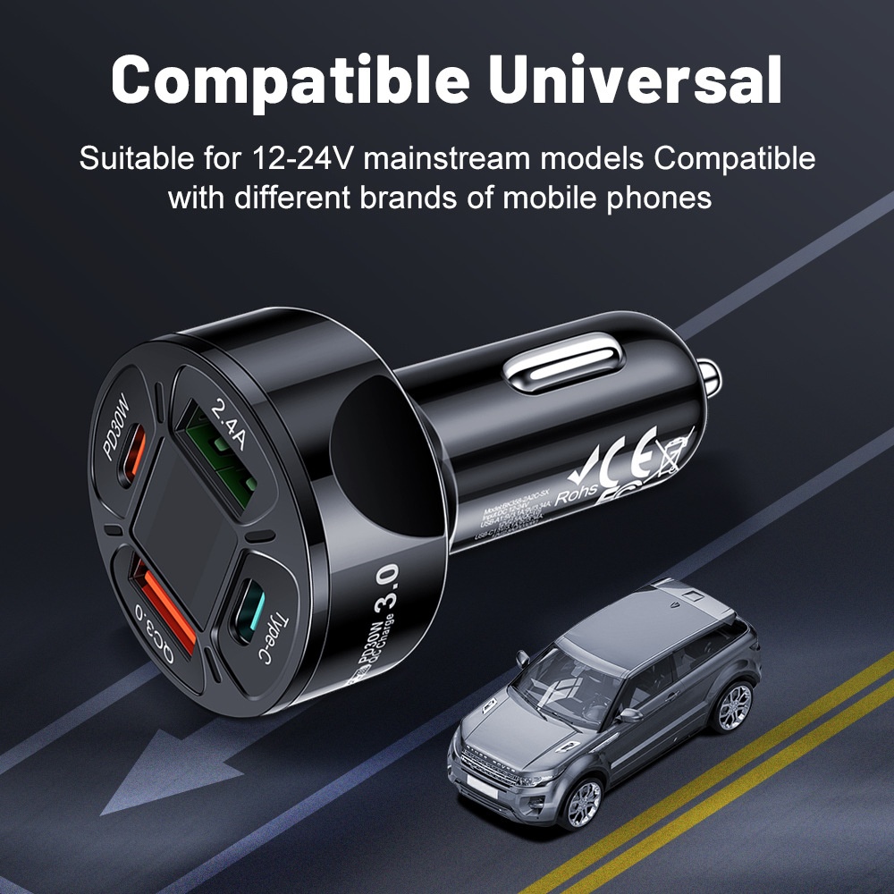 Alimentatore da 100 W con display digitale, 2 porte USB + 2 porte Type-C, supporta la ricarica super rapida e il caricabatterie da auto._voghion.com