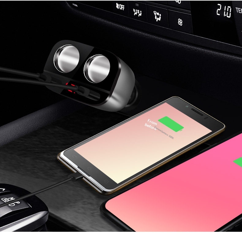 One-to-Three One-to-Two Cigarette Lighter Adapter USB Mobile Phone Multi-Function Car Charger_voghion.com
