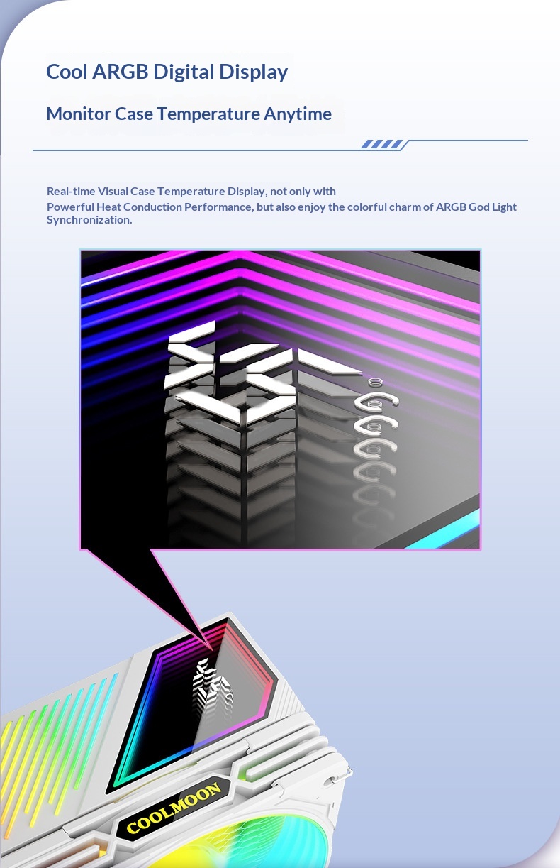 Coolmoon Computer Digital 4 Copper Tube Radiator ARGB Synchronized Temperature Display Multi-Platform AMD Tower CPU Fan_voghion.com
