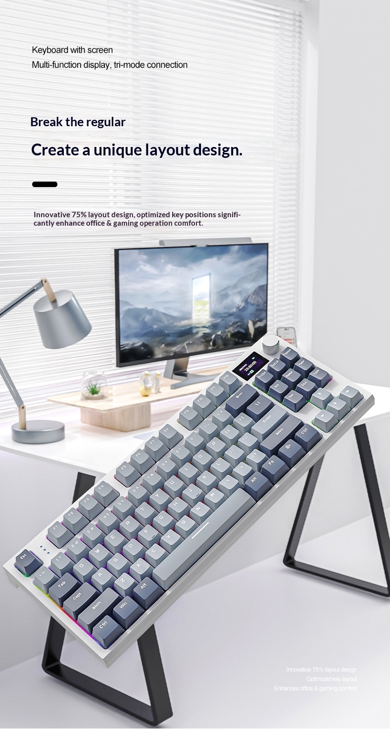 Attack Shark K86 Three-Mode RGB Bluetooth 2.4G Wired Illuminated Customizable Display Hot-Swappable Mechanical Keyboard_voghion.com