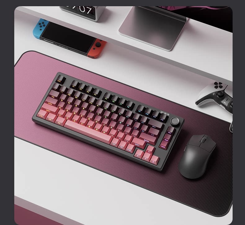 Z75PRO Klein bedraad toetsenbord met mechanisch gevoel, stil, extern, voor laptops, drie modi, speciaal ontworpen voor e-sports gaming_voghion.com