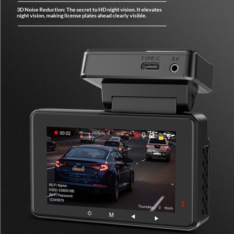 4K HD Dash Cam With Night Vision, Parking Monitoring, GPS, Dual-Camera Video Recorder For Ride-Hailing Vehicles_voghion.com