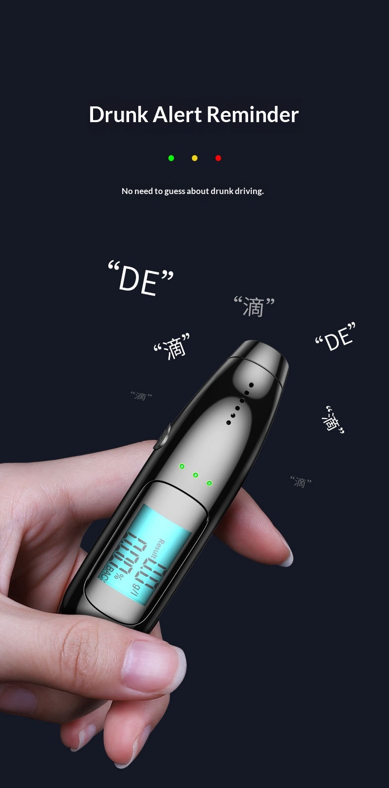 Tester Detection, Breathalyzer, High Precision Alcohol Concentration Detector For Drunk Driving_voghion.com