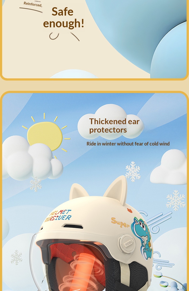 Kinder Helm Mit Katzenohren Für E-scooter Und Winterschutz_voghion.com