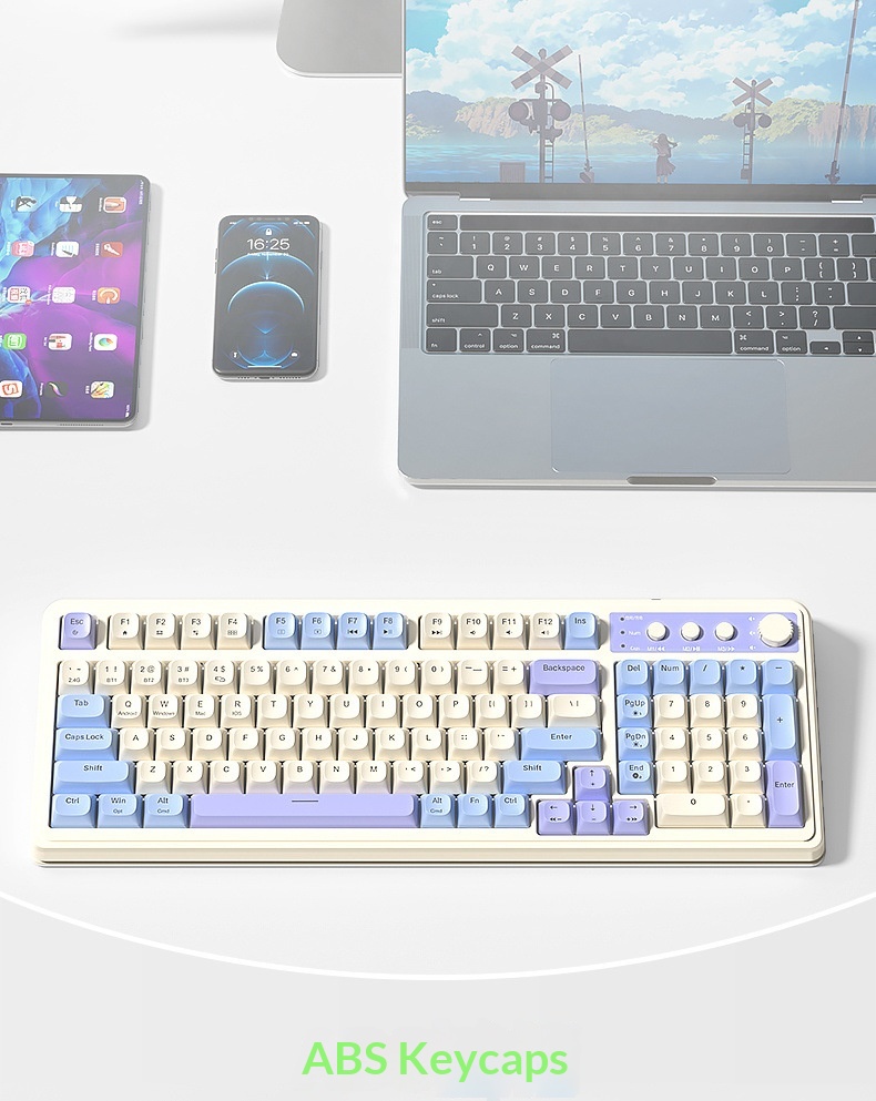 Teclado inalámbrico Bluetooth de tres modos, de alta calidad, para juegos, oficina y escritura, compatible con ordenadores de sobremesa y portátiles. Recargable._voghion.com