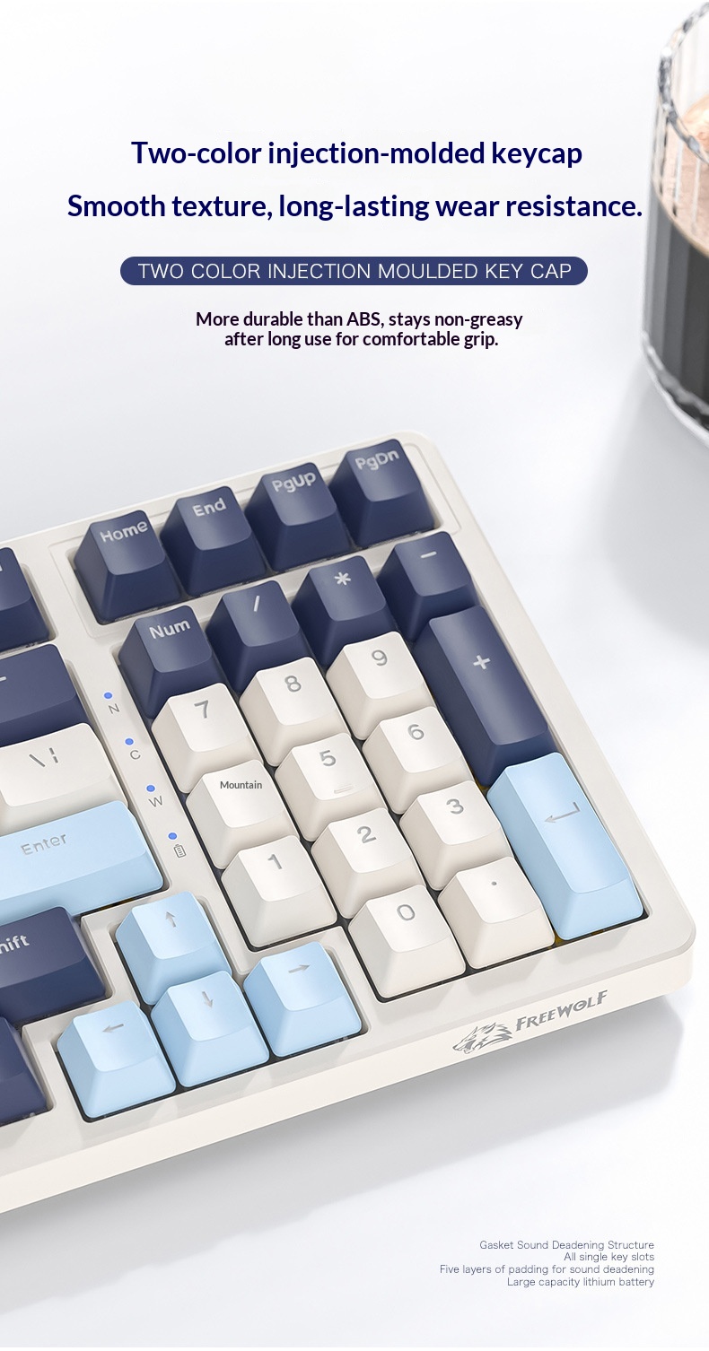 Liberty Wolf K8 Mechanical Keyboard Wireless 2.4G Bluetooth Tri-Mode Hot-Swappable Customizable Gaming Gasket Structure_voghion.com