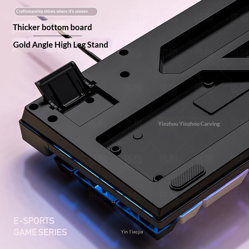 Teclado con cable para juegos Silver Eagle K500, con bloques de color, luminoso y tacto mecánico, accesorios para ordenador de sobremesa._voghion.com