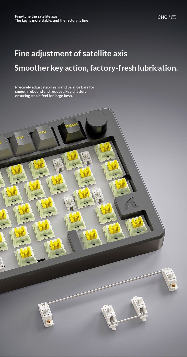 Teclado mecánico Attack Shark X86 con acabado de aluminio, RGB, inalámbrico, Bluetooth y estructura de junta de tres modos._voghion.com