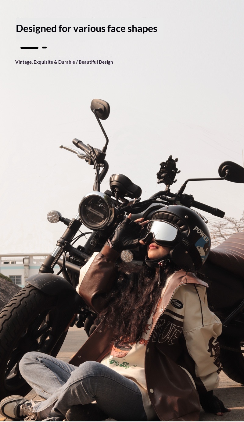 Retro Motorcycle Goggles For Men And Women Black Face Shield_voghion.com