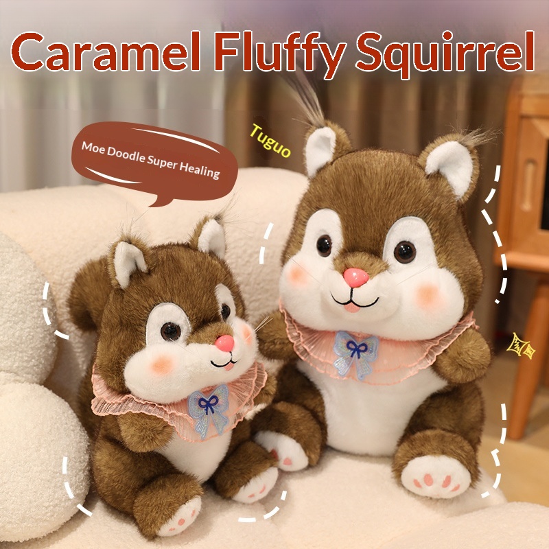 Auf Lager: Beruhigendes, karamellfarbenes Plüsch-Eichhörnchen, Kuscheltier, Kissen, Puppe zum Schlafen und Trösten von Hamstern_voghion.com