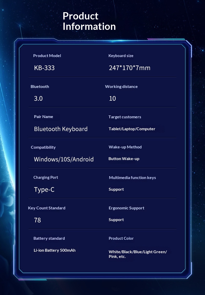 Compatible IPad Bluetooth Gradient Multi-System Device Silent Lightweight Portable 10inch Luminous Transparent Keyboard_voghion.com