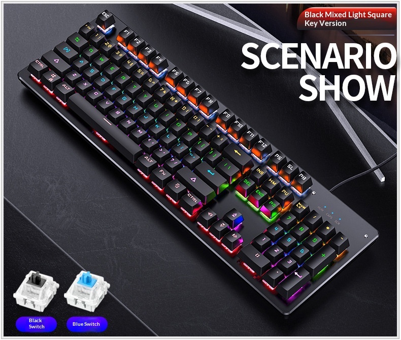 Silver Eagle Summoner True Mechanical Keyboard, Swappable Switches, Gaming Green Switch, Punk Style, Wired USB,_voghion.com