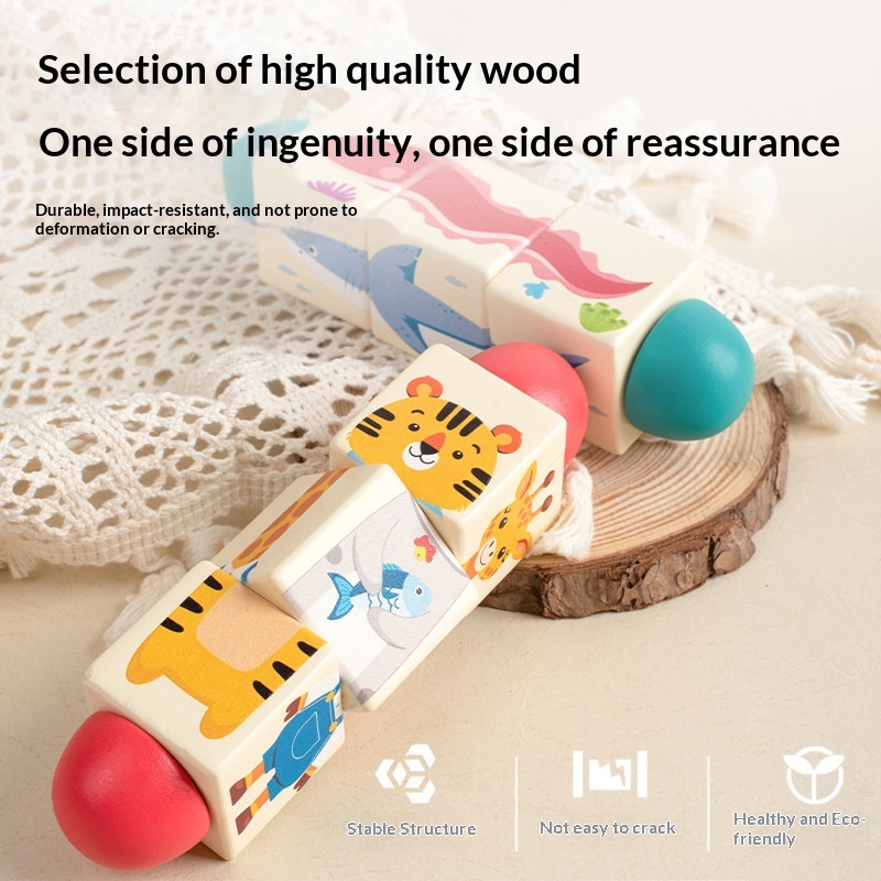 Quebra-cabeça de blocos giratórios para jardim de infância, de 3 a 6 anos, educativo, para aprendizagem precoce, interativo para pais e filhos._voghion.com