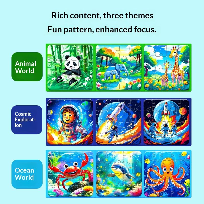 Puzzle, pädagogisches Kinderspielzeug für Fortgeschrittene, 3 bis 6 Jahre, faltbar, magnetisch, frühkindliche Bildung, Erleuchtung_voghion.com