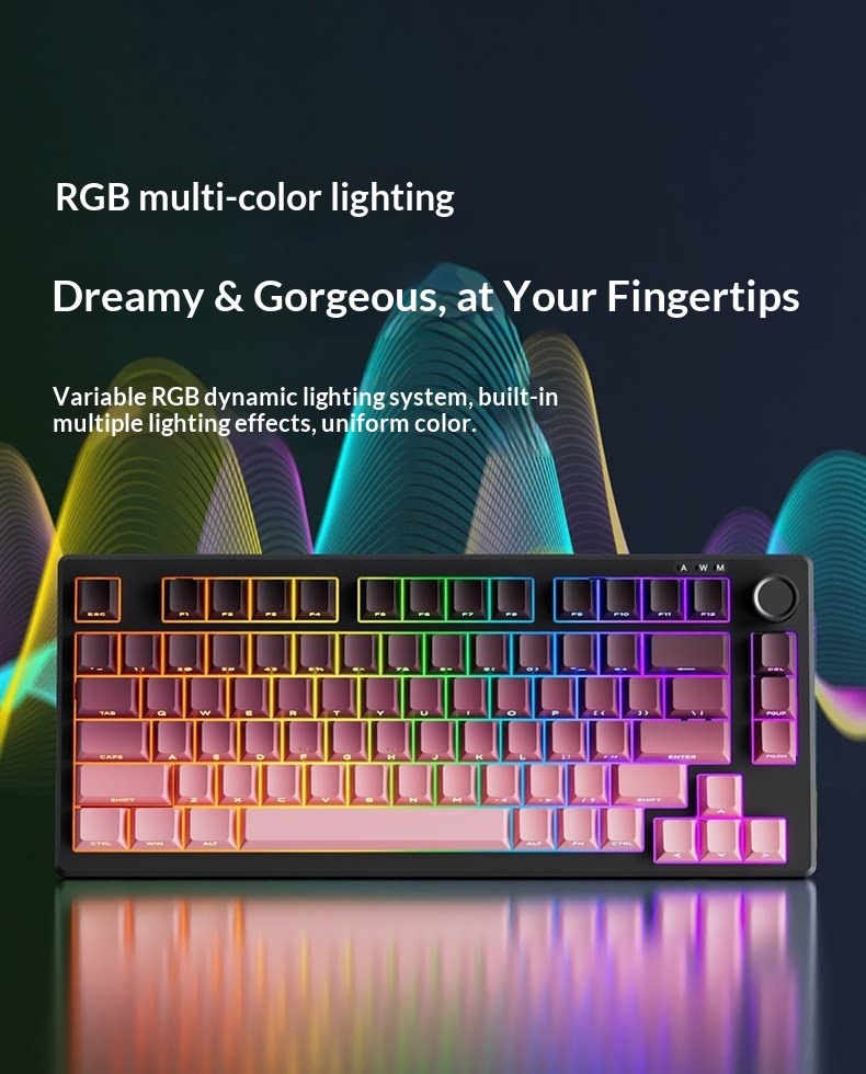 Z75PRO Klein bedraad toetsenbord met mechanisch gevoel, stil, extern, voor laptops, drie modi, speciaal ontworpen voor e-sports gaming_voghion.com