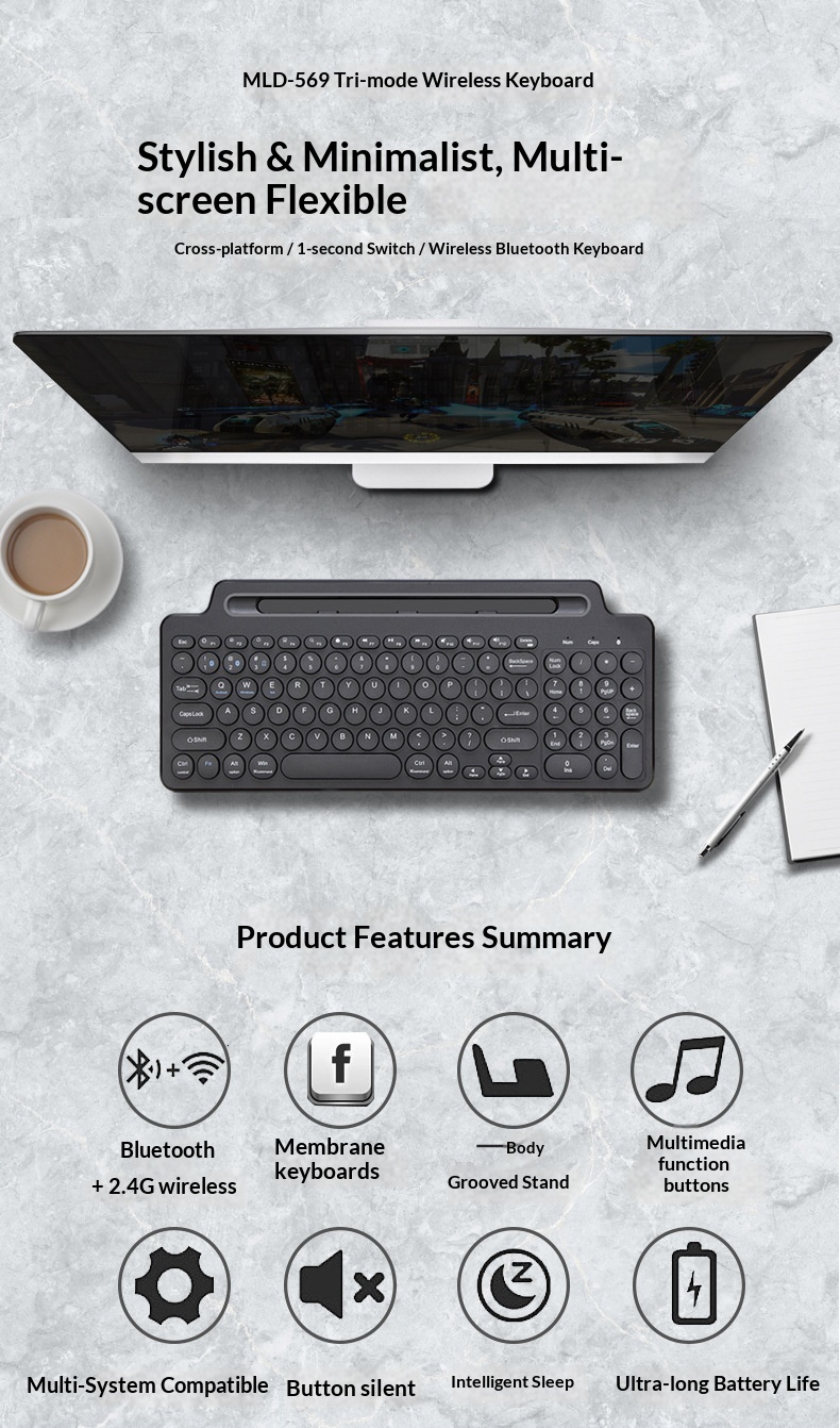 Bluetooth-Funksteckplatz 2,4G Tablet Telefon Computer Smart-Touchpad-Tastatur_voghion.com