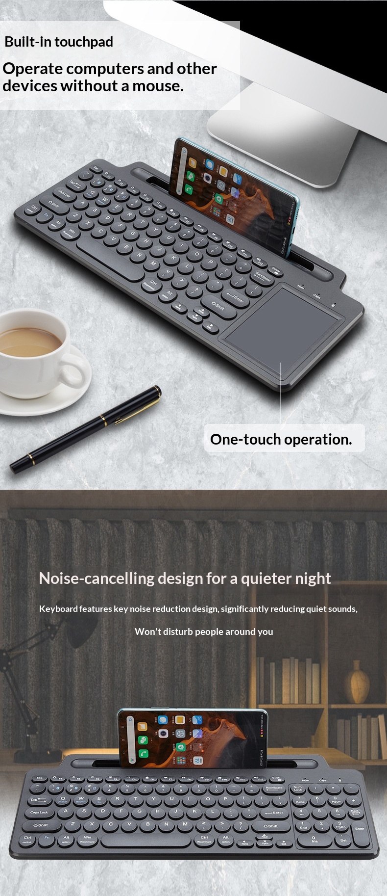 Bluetooth-Funksteckplatz 2,4G Tablet Telefon Computer Smart-Touchpad-Tastatur_voghion.com