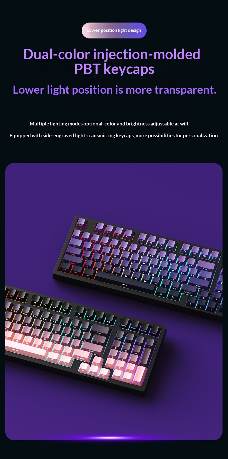 F98PRO Klavye, Oyun İçin Özelleştirilebilir Kablosuz Üç Modlu RGB Bluetooth Mekanik Klavye_voghion.com