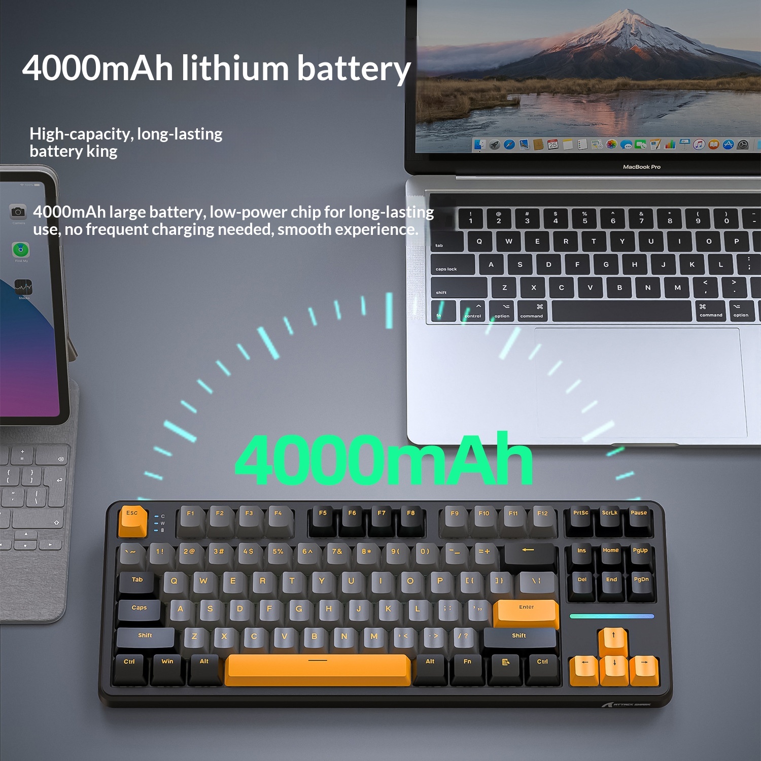 Teclado mecánico inalámbrico Attack Shark X87 con Bluetooth, triple modo, junta personalizable y grabado lateral para juegos._voghion.com