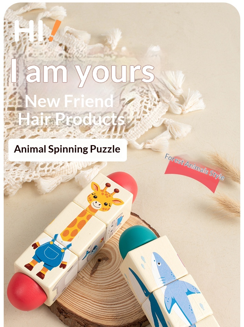 Quebra-cabeça de blocos giratórios para jardim de infância, de 3 a 6 anos, educativo, para aprendizagem precoce, interativo para pais e filhos._voghion.com