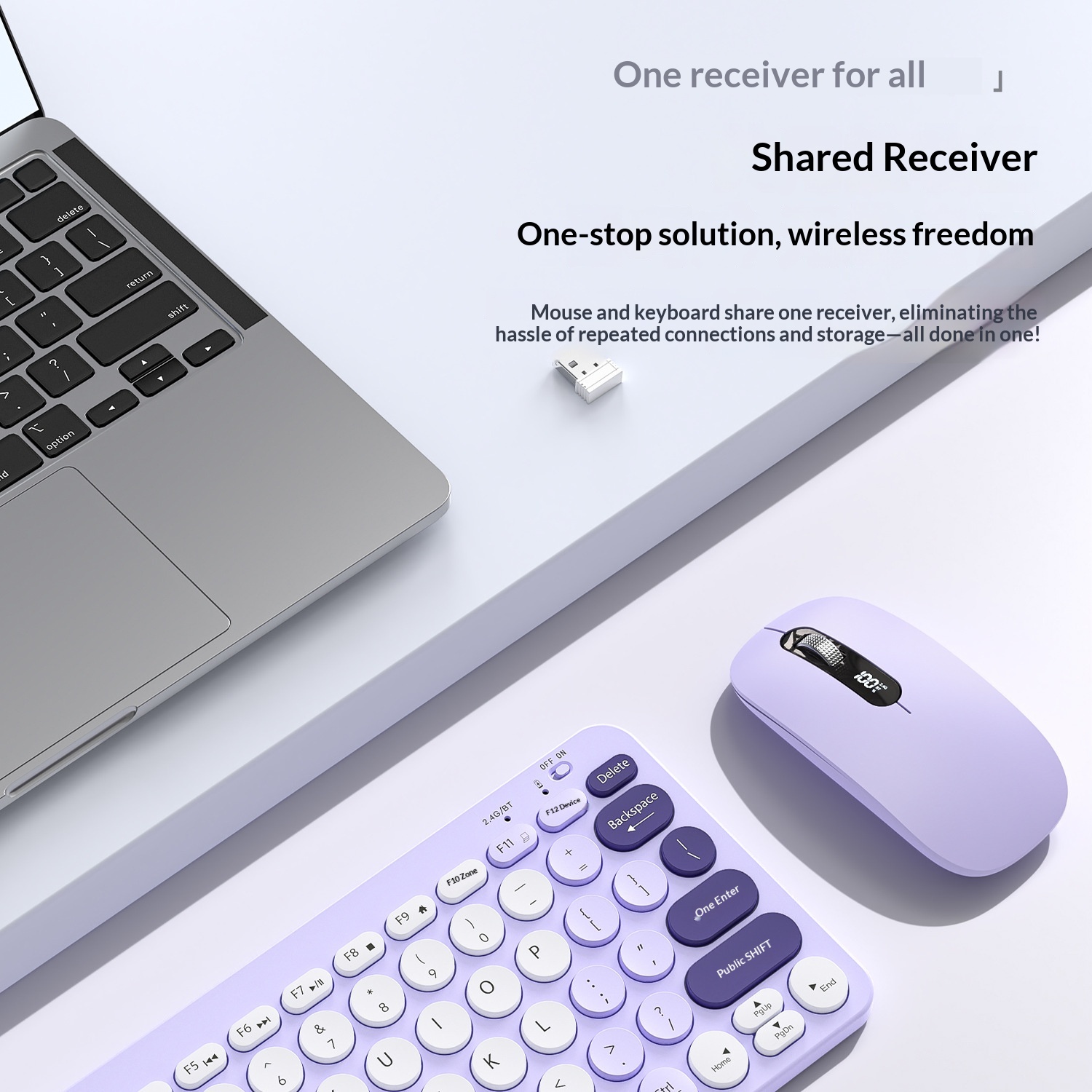 Teclado inalámbrico Bluetooth de modo dual, recargable y silencioso para iPad, teléfono móvil, tableta, ordenador Mac, compacto y bonito._voghion.com