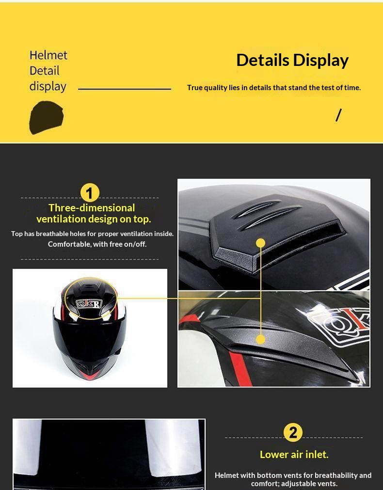 Full Face Motorcycle Helmet Windproof Anti-fog Detachable Visor_voghion.com