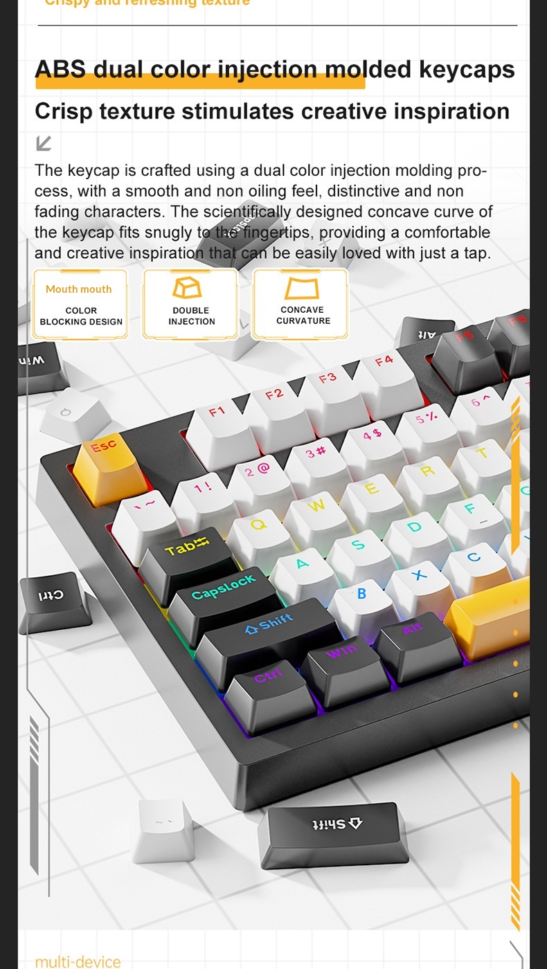 Wow K98 Mekanik Mavi Kırmızı Siyah Çay Anahtarlı Kablolu Klavye Tuş Hattı Ayrımı Bilgisayar Dizüstü Harici Ofis Oyun Klavyesi_voghion.com