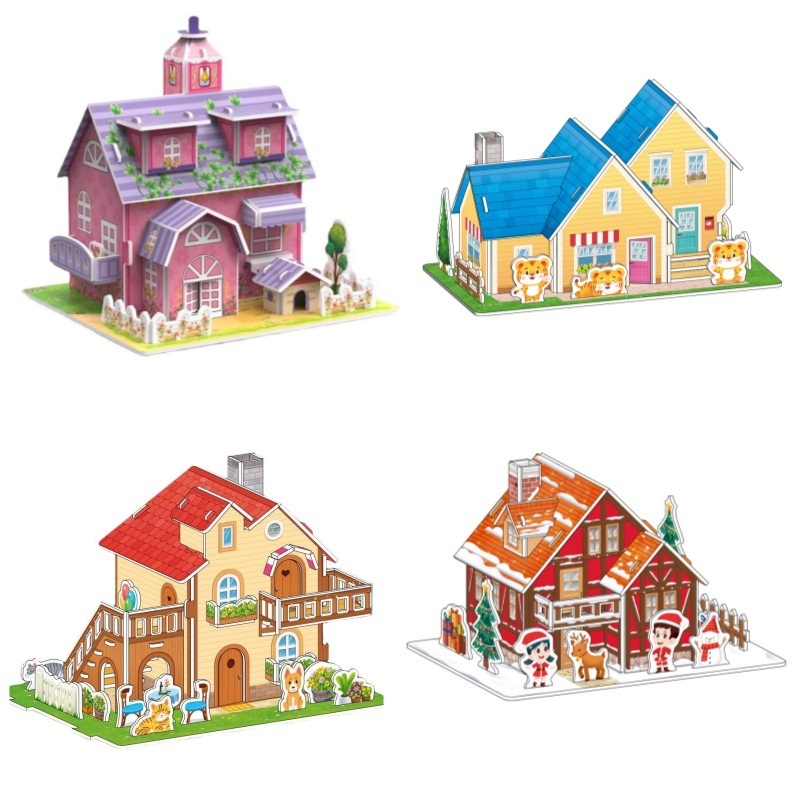 Children's Puzzle Toy Ages 3 To 6, Princess Building Blocks For Boys And Girls, 3D DIY Handmade Small House Assembly_voghion.com