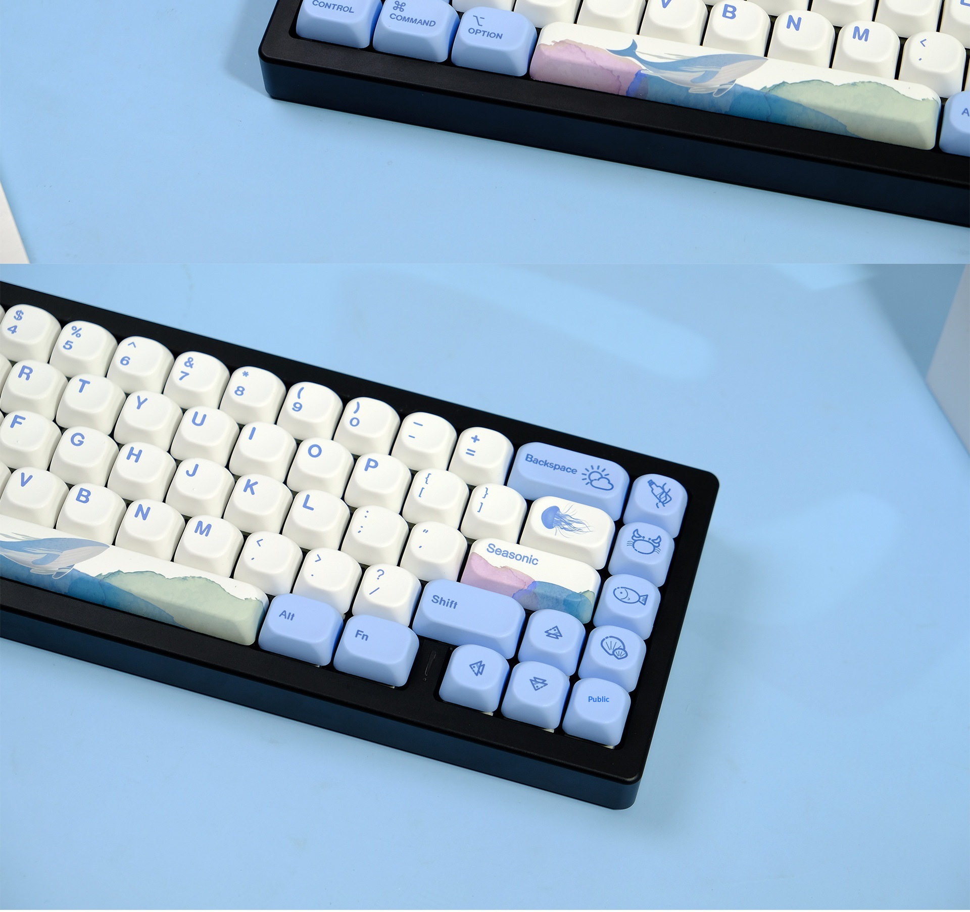 Ocean Rhythm Blue Mechanical Keyboard Pbt Keycap Set 135 Keys_voghion.com
