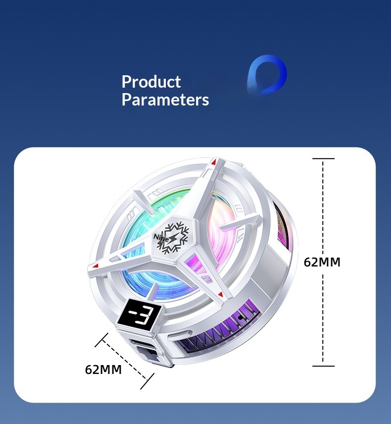 Phone Cooler Semiconductor Ice Magnetic Absorption Digital Display Three-Level Adjustment RGB Lighting Silent Cooling_voghion.com