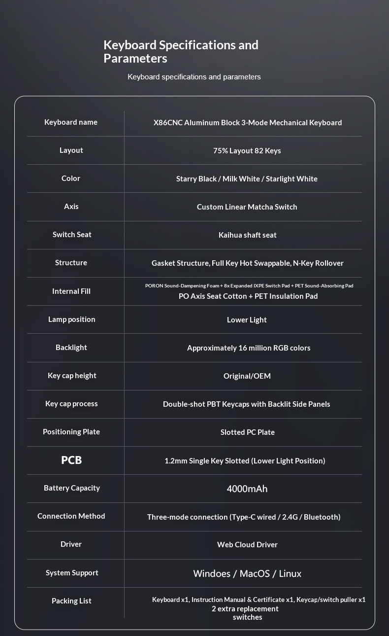 Teclado mecánico Attack Shark X86 con acabado de aluminio, RGB, inalámbrico, Bluetooth y estructura de junta de tres modos._voghion.com