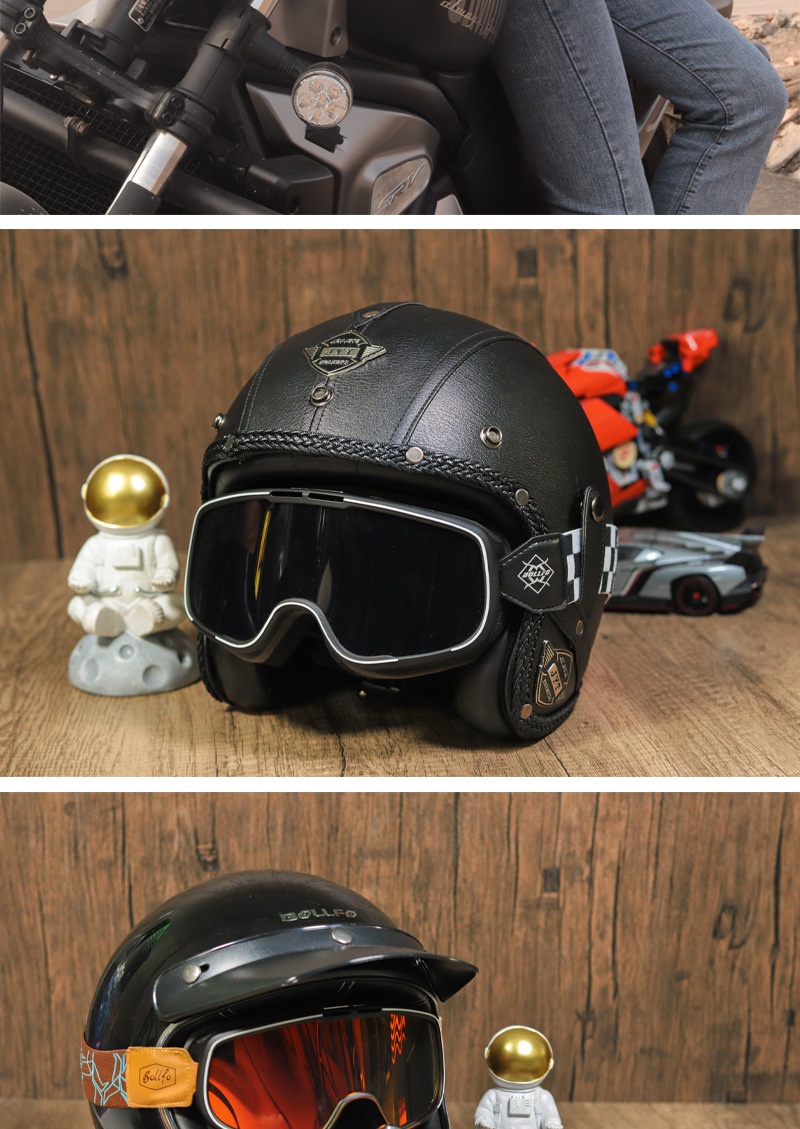 Retro Motorcycle Goggles For Men And Women Black Face Shield_voghion.com
