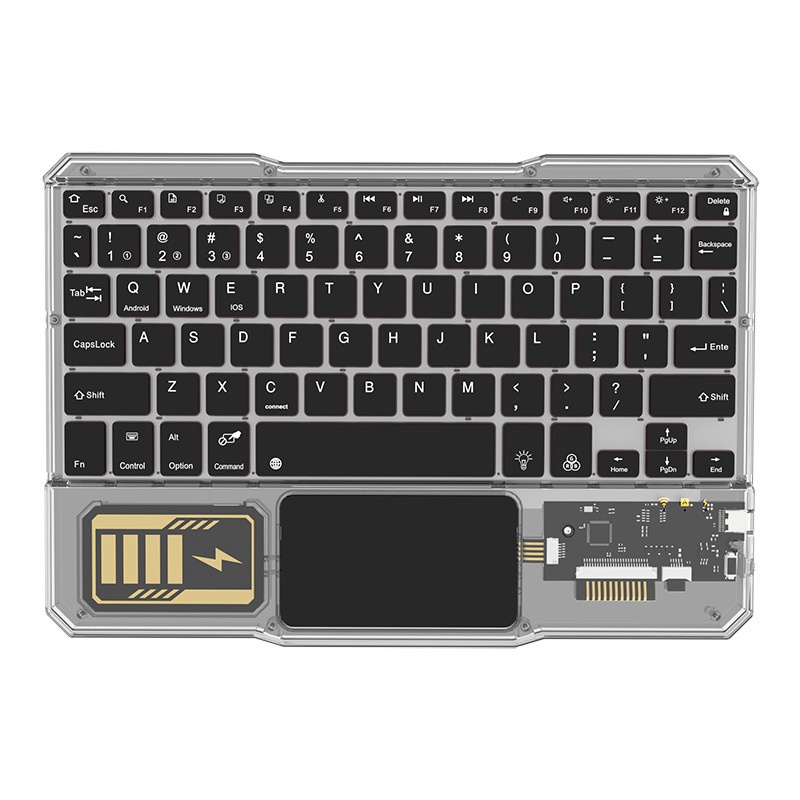 Compatible IPad Bluetooth Gradient Multi-System Device Silent Lightweight Portable 10inch Luminous Transparent Keyboard_voghion.com