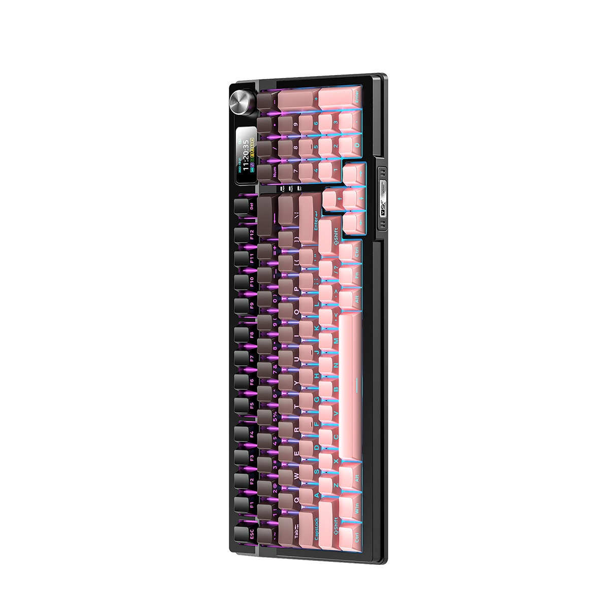 Srebrny Eagle 95D, trójtrybowy, mechaniczny, z bocznym nadrukiem gradientowym, dwukolorowy, wtryskowy, bezprzewodowy, Bluetooth 98 RGB, przewodowy_voghion.com