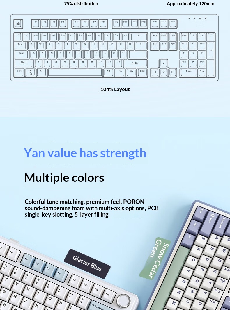 AULA Wolf Spider F75 Wireless Three-Mode Customized Mechanical Keyboard Gaming Gasket Structure Hot-Swappable Bluetooth_voghion.com