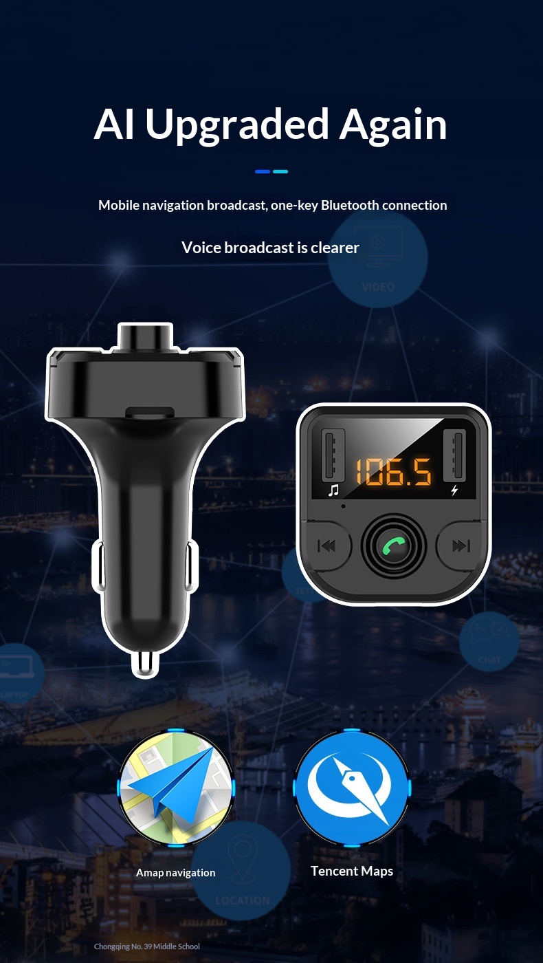 Bluetooth fm transmitter auto carkit met handsfree en mp3 speler_voghion.com