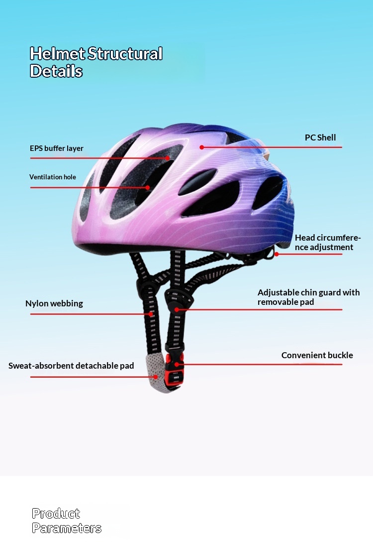 Children's Gradient Wave Pattern Lightweight Breathable Helmet_voghion.com