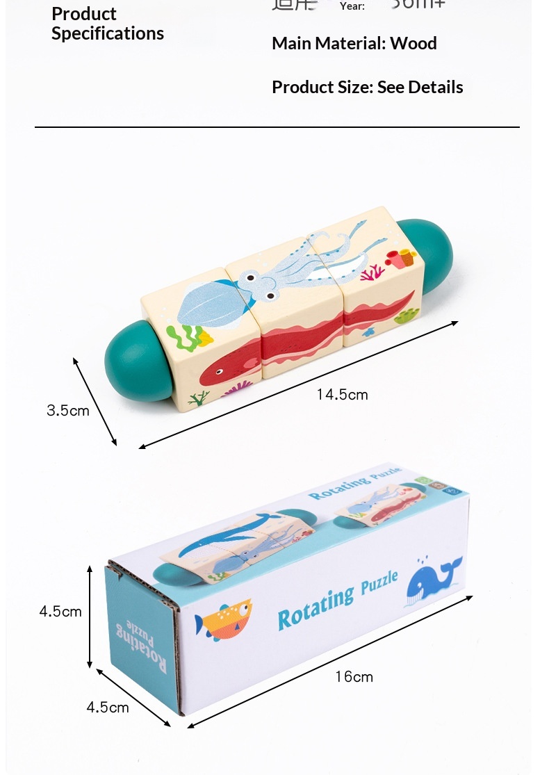 Quebra-cabeça de blocos giratórios para jardim de infância, de 3 a 6 anos, educativo, para aprendizagem precoce, interativo para pais e filhos._voghion.com