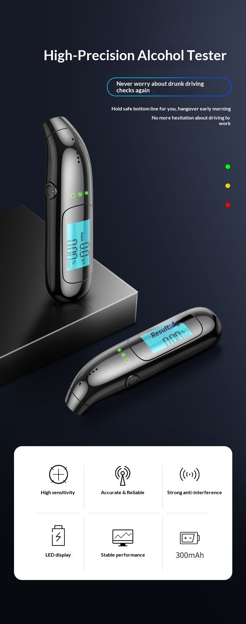 Tester Detection, Breathalyzer, High Precision Alcohol Concentration Detector For Drunk Driving_voghion.com