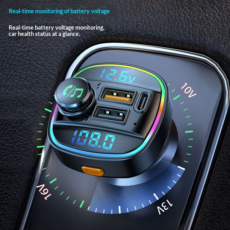New MP3 Bluetooth Player Lossless Sound Quality Fast Charging Car Charger FM HD Dual Display Transmitter_voghion.com