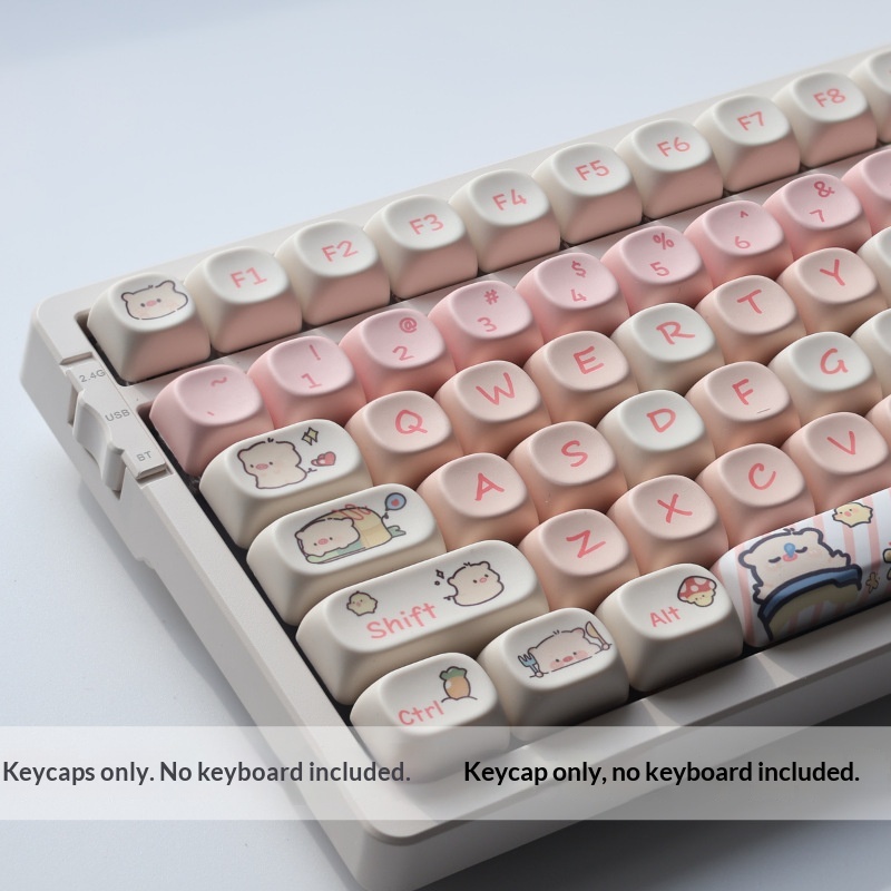 Juego completo de teclas personalizables de PBT con diseño de cerdito rosa MOA Height, cinco caras, sublimación de tinta._voghion.com