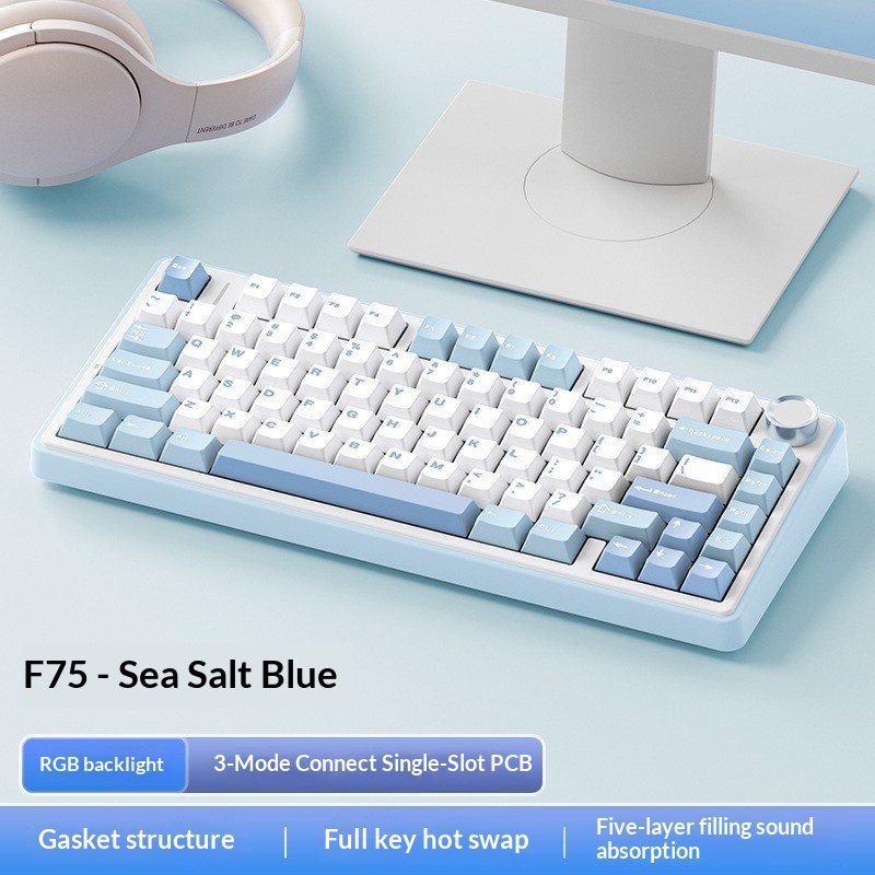 AULA Wolf Spider F75 Wireless Three-Mode Customized Mechanical Keyboard Gaming Gasket Structure Hot-Swappable Bluetooth_voghion.com