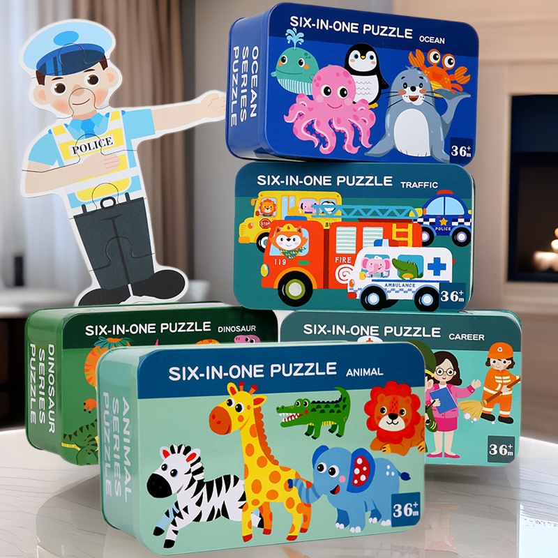 6-in-1 Wooden Puzzle For 3 To 6 Year Olds Kindergarten Boys And Girls Animal Traffic Early Education Educational Toy_voghion.com
