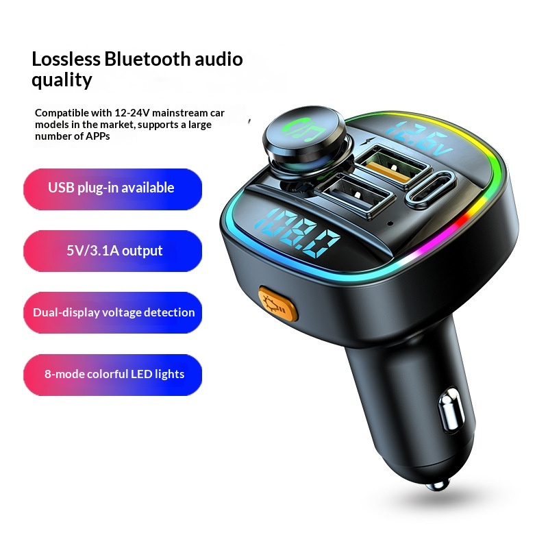 New MP3 Bluetooth Player Lossless Sound Quality Fast Charging Car Charger FM HD Dual Display Transmitter_voghion.com