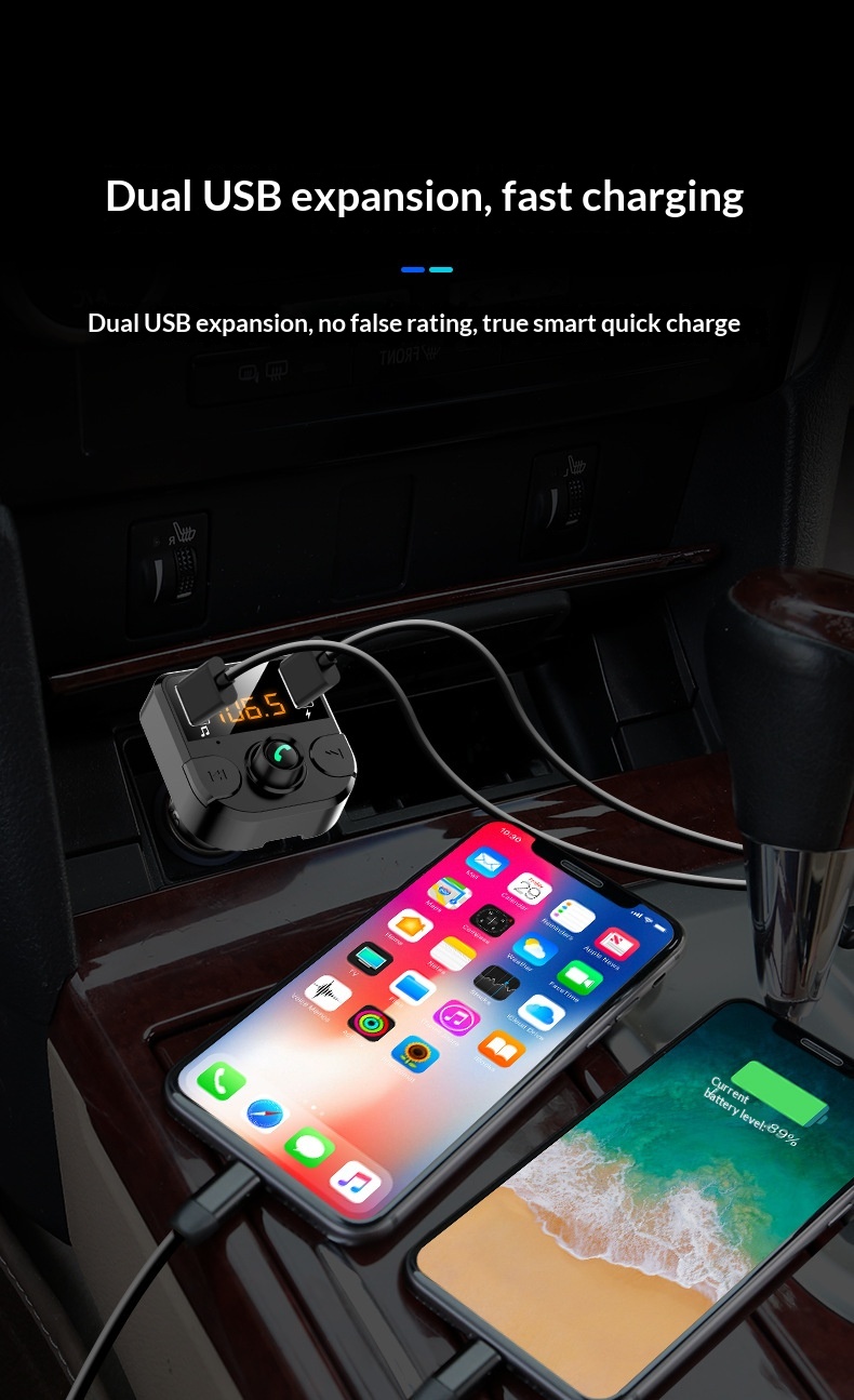 Bluetooth fm transmitter auto carkit met handsfree en mp3 speler_voghion.com