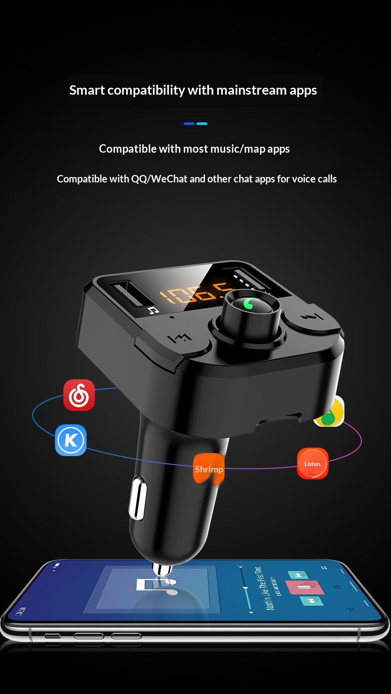 Bluetooth fm transmitter auto carkit met handsfree en mp3 speler_voghion.com