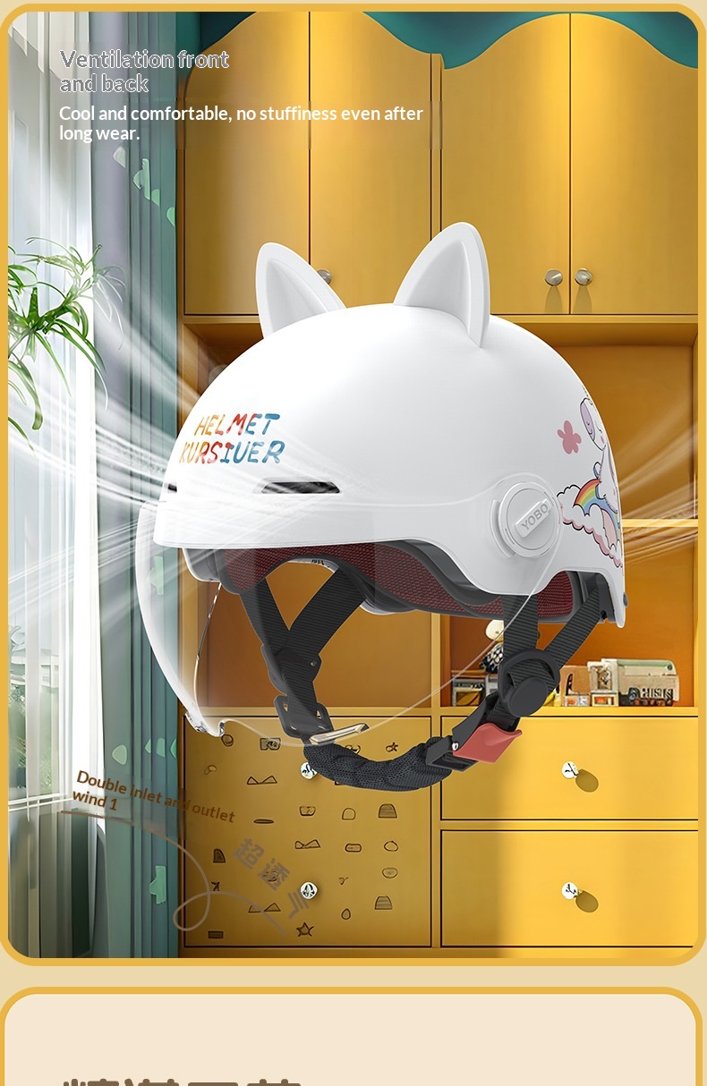 Kinder Helm Mit Katzenohren Für E-scooter Und Winterschutz_voghion.com