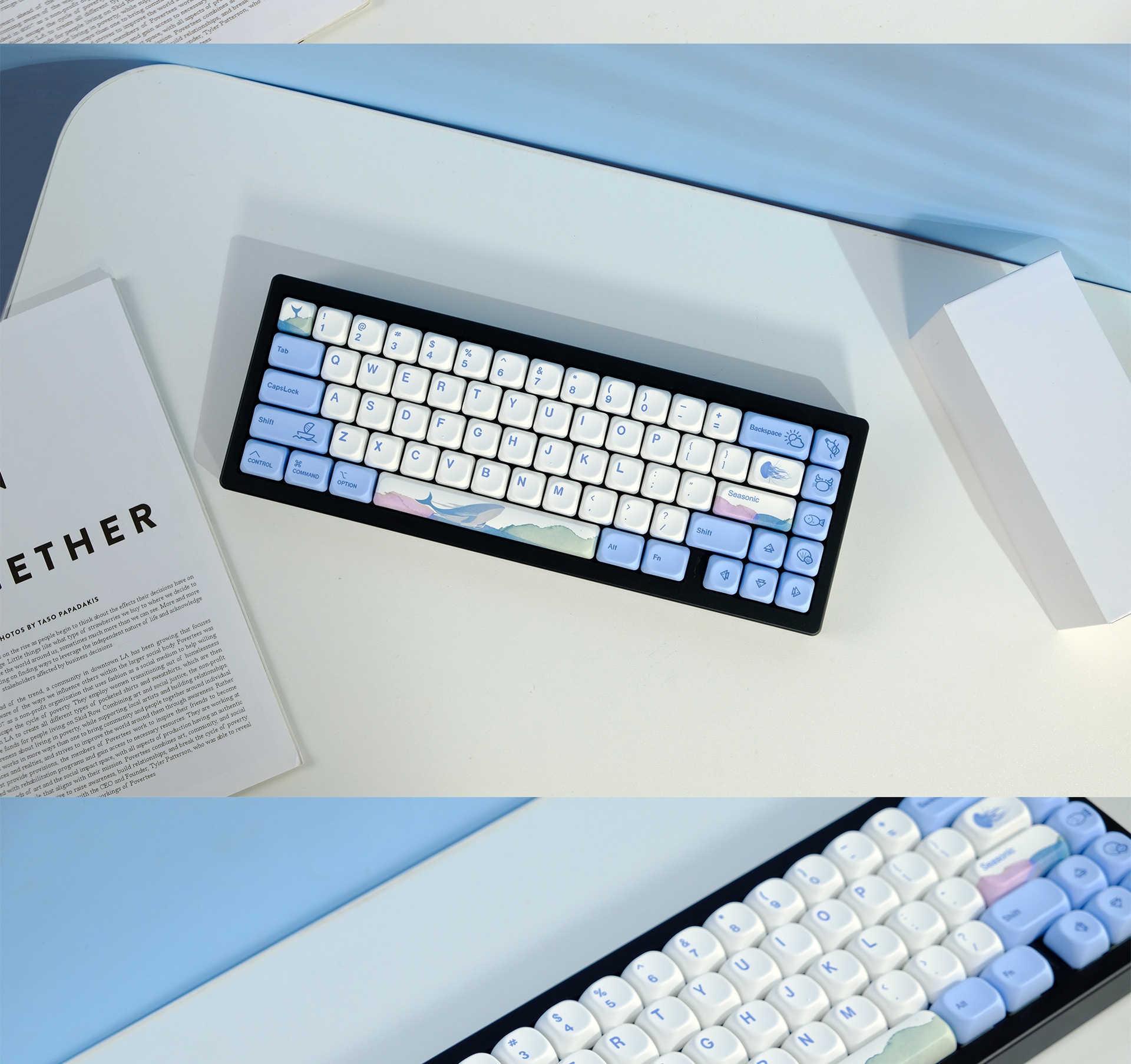 Ocean Rhythm Blue Mechanical Keyboard Pbt Keycap Set 135 Keys_voghion.com